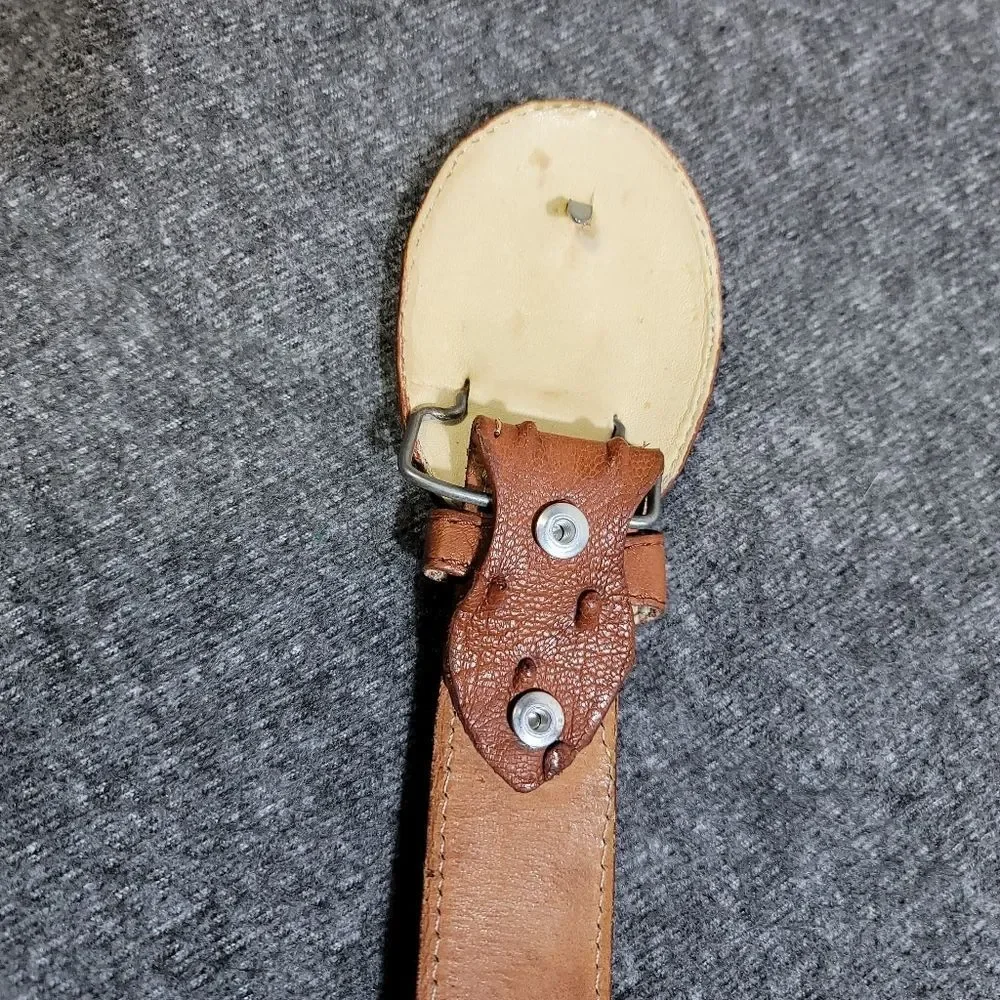 Handmade Western Brown Leather Belt Ostrich – Size 32– Made in Mexico